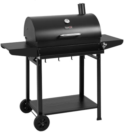 Royal Gourmet CC1830T Barrel Charcoal Grill, Front Storage Basket, Hooks