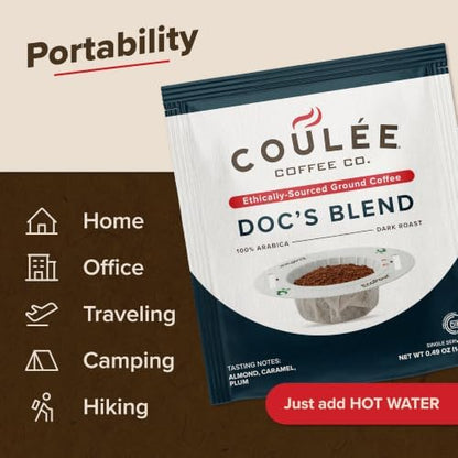 Coulée EcoPour Doc's Blend Arabic Coffee, Dark Roast, Single Serve, 20 Pack