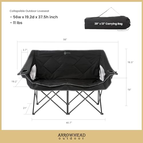 ARROWHEAD OUTDOOR Portable Folding Double Duo Camping Chair Loveseat