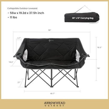 ARROWHEAD OUTDOOR Portable Folding Double Duo Camping Chair Loveseat