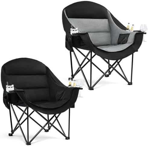 Oversized Camping Chair for Adults 2 Pack - Heavy Duty Outdoor Padded Chair