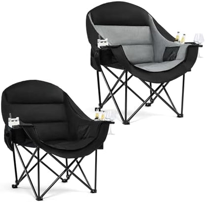 Oversized Camping Chair for Adults 2 Pack - Heavy Duty Outdoor Padded Chair