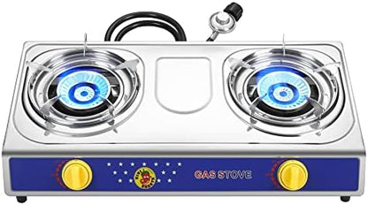 Vivicreate 25000 BTU 2 Burner Propane Gas Stove Stainless Steel Cooktop Outdoor Camping Stove Portable Double Burner for BBQ Boiling Frying Cooking Estufa de Portátil Fogón de Gas
