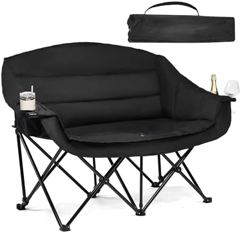 Double Camping Chair Loveseat -2 Person Oversized Padded Outdoor Camp Couch