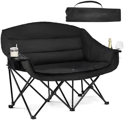Double Camping Chair Loveseat -2 Person Oversized Padded Outdoor Camp Couch