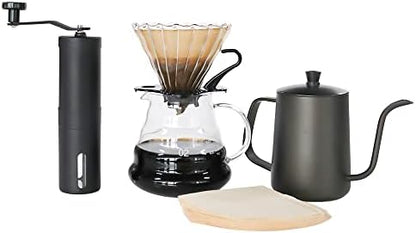 SOTECH Coffee Set Coffee Dripper Server Glass Sharing Pot Pour Over Coffee Kettle Coffee Grinder Coffee Maker Set for Home Outdoor