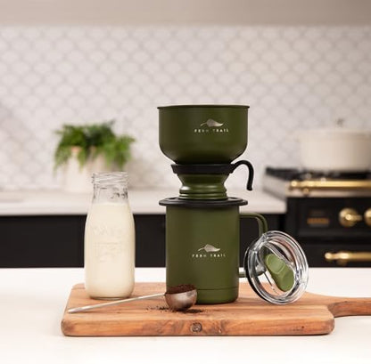 Pour over coffee maker, 12 oz insulated mug with lid, stainless steel reusable coffee filter, BPA-Free, green
