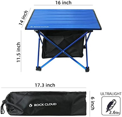 ROCK CLOUD Portable Camping Table Ultralight Aluminum Camp Table with Storage Bag Folding Beach Table for Camping Hiking Backpacking Outdoor Picnic
