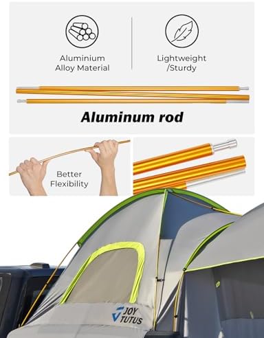 JOYTUTUS Pickup Truck Tent 5.0ft Bed Tent with Removable Awning, Waterproof PU2000mm Double Layer for 2 Person, Portable Truck Bed Tent - Green, Aluminum Pole