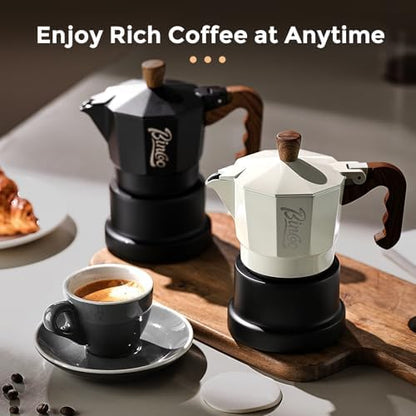 Bincoo Three Valve Espresso Maker Stovetop,Camping Moka Pot 2 Cup/120ML,Stove Top Espresso Italian Coffee Maker,Easy to Use