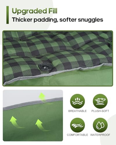 Padded Double Camping Chair Loveseat Oversized Camping Couch, Green