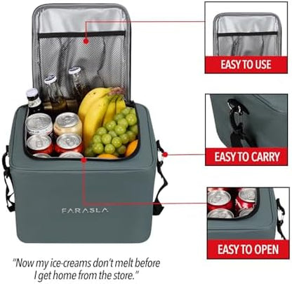 Farasla Waterproof Trunk Organizer with Insulated Leakproof Cooler Bag, Foldable Cover, Adjustable Securing Straps (4-in-1 w/Cooler, Gray)