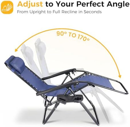 NEWBULIG Zero Gravity Chairs Set of 2, Folding Lounge Recliner Chair