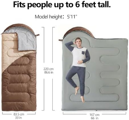 Lightweight Sleeping Bags for Adults & Kids, Backpacking & Scouts, Compact