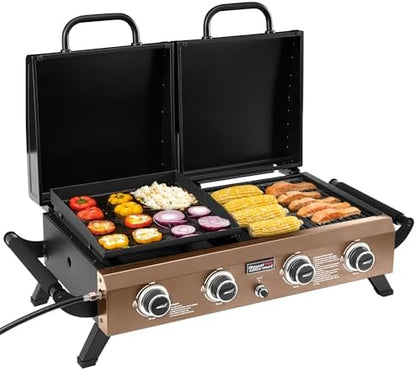 GD4002TPY Portable Tabletop Grill & Griddle Combo Bronze Gold