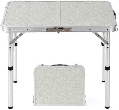 Folding Camp Table Small, 24"Lx 16"W Adjustable Height Small Folding Table