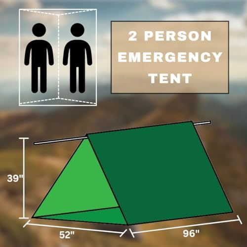 Emergency Zone Reflective & Green Survival 2 Person Tube Tents. Available in 1, 2, 3, 48 Packs.