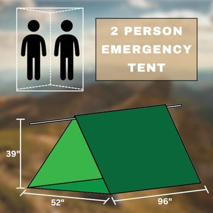 Emergency Zone Reflective & Green Survival 2 Person Tube Tents. Available in 1, 2, 3, 48 Packs.
