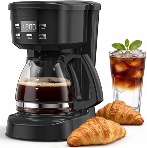Coffee Maker, 5 Cup Programmable Drip Coffee Machine-Black