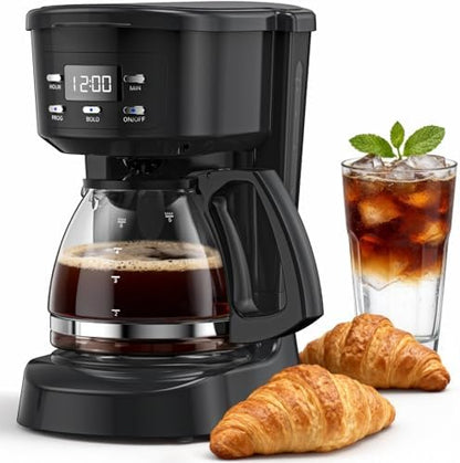 Coffee Maker, 5 Cup Programmable Drip Coffee Machine-Black