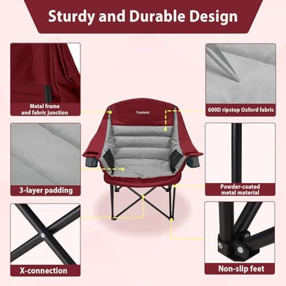 Youtanic Oversized Camping Chair, Portable Folding Camping Chairs