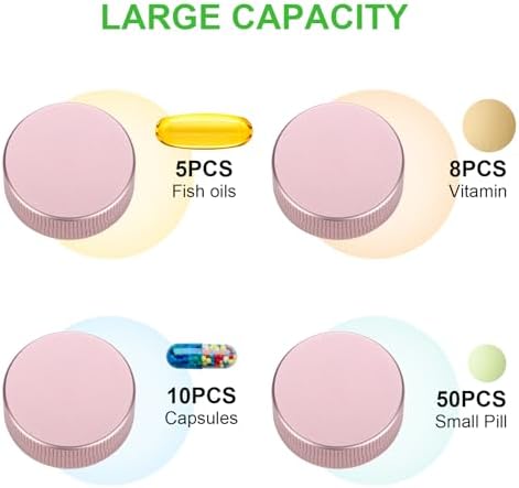 Aluminium Pill Case, 2Pcs Small Metal Pill Boxes for Purse, Tiny Waterproof Medicine Organizer Container, Portable Round Vitamin Holder, Compact Medication Dispenser Caddy for Camping, Travel - Pink