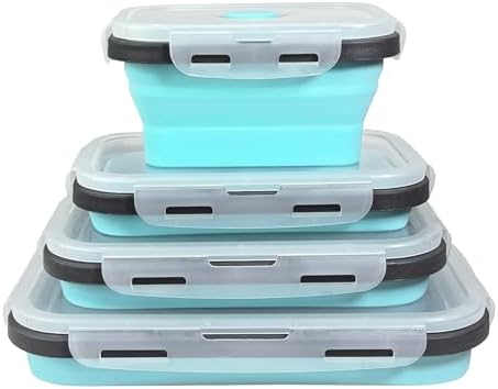 Guyuyii 4 Pack Space-Saving Collapsible Food Storage Containers with Lids