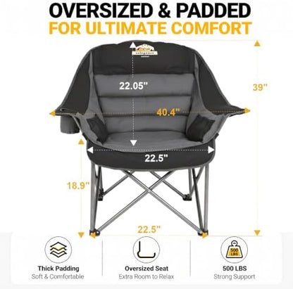 Colegence Oversized Camping Chair for Adults, Padded Lawn Chair 2 Pack