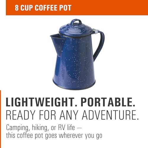 GSI Outdoors Enamel Coffee Pot to Store Hot Coffee, Tea for Camping & Farmhouse - 8 Cup