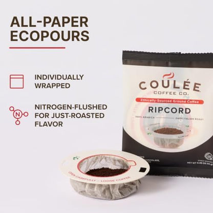 EcoPour Ripcord Dark Italian Roast Coffee, Single Serve, 20 Pack