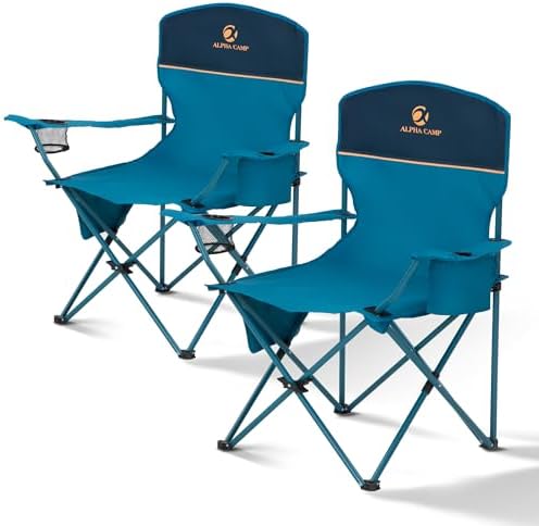 ALPHA CAMP Folding Camping Chair for Adults Lawn Chair for Camping Outdoor