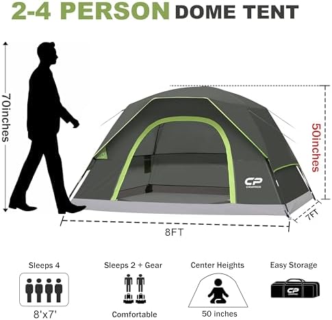 CAMPROS CP Tents for Camping 2/4/6 Person, Waterproof Windproof Dome Tent