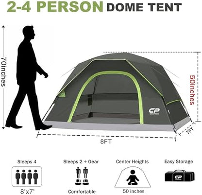 CAMPROS CP Tents for Camping 2/4/6 Person, Waterproof Windproof Dome Tent