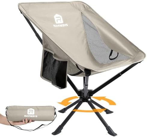 Raynesys Portable Swivel Camping Chair, 8 Seconds Quick Setup Easy Carry