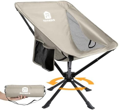 Raynesys Portable Swivel Camping Chair, 8 Seconds Quick Setup Easy Carry