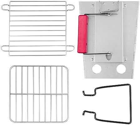Royal Gourmet Foldable Charcoal Chimney Fire Starter Camping Grill, silver and red