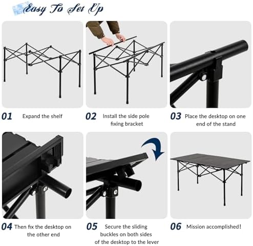 Camping Table with 4 Chairs, Portable Folding Picnic Table Set