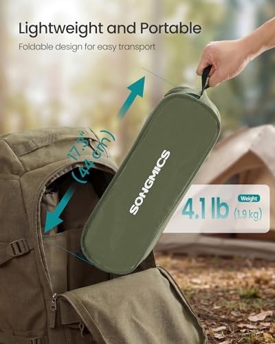 SONGMICS Camping Chair, Steel Frame, Supports 330.7 lb, 2 Storage Pockets