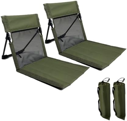 2 Pack Foldable Camping Chairs with Mesh Backrest (Green)