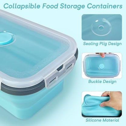 Guyuyii 8-Pack Silicone Collapsible Food Storage Containers with Lids