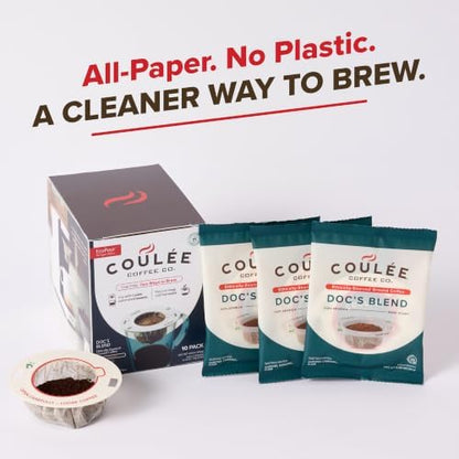 Coulée EcoPour Doc's Blend Arabic Coffee, Dark Roast, Single Serve, 10 Pack