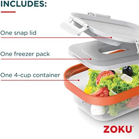 ZOKU Neat Stack Food Storage Containers with Freezer Pack, 3 Piece Set