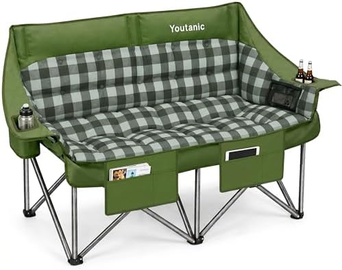 Youtanic 60" Extra Double Camping Chair for Adults, 700lbs Padded Loveseat