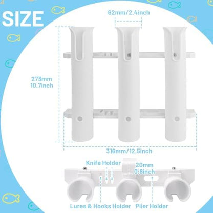 Cooler Fishing Rod Holder, Wall Mounted Fishing Pole Holder, 3 Link Fishing Rod Rack Compatible with YETI Coolers and for RTIC Coolers, Cooler Accessory