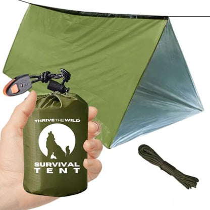 2-Person Ultralight Mylar Survival Tent, All-Weather, Emergency Whistle
