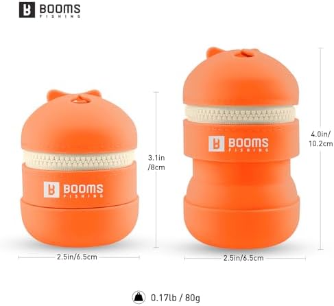 Booms Fishing Portable Trash Pouch: Silicone Expandable & Collapsible Fishing Line Waste Cantainer - Eco-Friendly Reusable Garbage Holder for Fishing, Hiking, Camping & Outdoor Activities - ST2 Orange