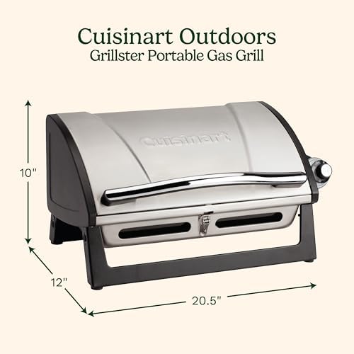 Cuisinart Gas Grill with Locking Lid, Portable, 8,000 BTU, 10 lbs.