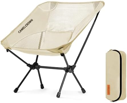 CAMEL CROWN Portable Camping Chair Lightweight Compact Folding Chair Mesh for Outdoor Camp Travel Beach Picnic Festival Hiking Backpacking White