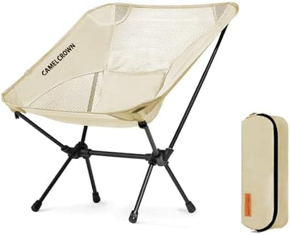 CAMEL CROWN Portable Camping Chair Lightweight Compact Folding Chair Mesh for Outdoor Camp Travel Beach Picnic Festival Hiking Backpacking White