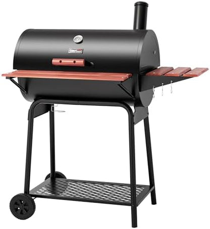 Royal Gourmet CC1830V 30 Barrel Charcoal Grill with Side Front Table